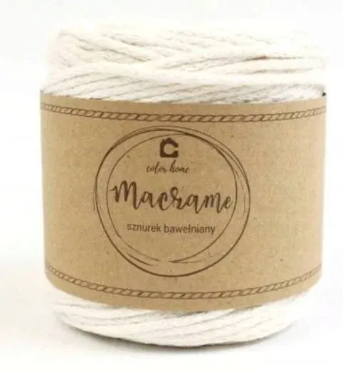 COLORHOME sznurek ECO bawełniany makrama pleciony 2mm/100m ECRU