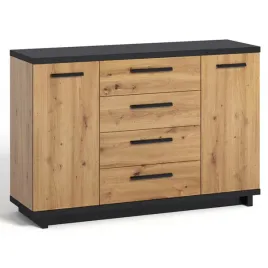 komoda-vilo-135x90x40cm-4-szuflady-vin-01-dab-artisan-czarny-mat