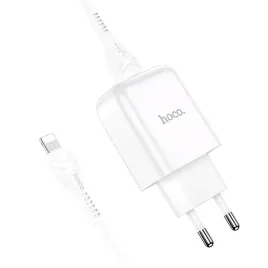 hoco-ladowarka-sieciowa-usb-a-kabel-usb-a-do-lightning-2a-n2-biala