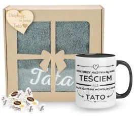 zestaw-prezentowy-na-dzien-ojca-recznik-czarny-kubek-dla-taty-tescia