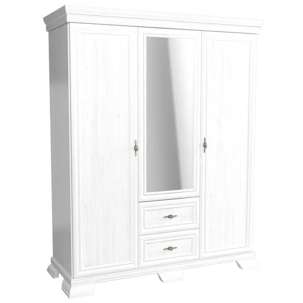 SZAFA TRZYDRZWIOWA Gała Meble Kora 158x62x193 cm Biały Sosna 2 szuflady