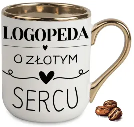 kubek-elegant-bialo-zloty-na-prezent-logopeda-o-zlotym-sercu-upominek-wzory