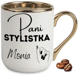 kubek-elegant-bialo-zloty-na-prezent-dla-pani-stylistki-wzory-imie