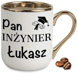 kubek-elegant-bialo-zloty-na-prezent-pani-inzynier-wzory-upominek-imie