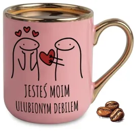 kubek-elegant-rozowy-na-prezent-jestes-moim-ulubionym-debilem