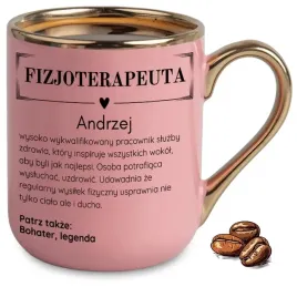 kubek-elegant-rozowy-na-prezent-fizjoterapeuta-wysoko-wykwalifikowany-imie