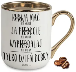 kubek-elegant-bialo-zloty-na-prezent-tylko-dzien-dobry-smieszne-wzory
