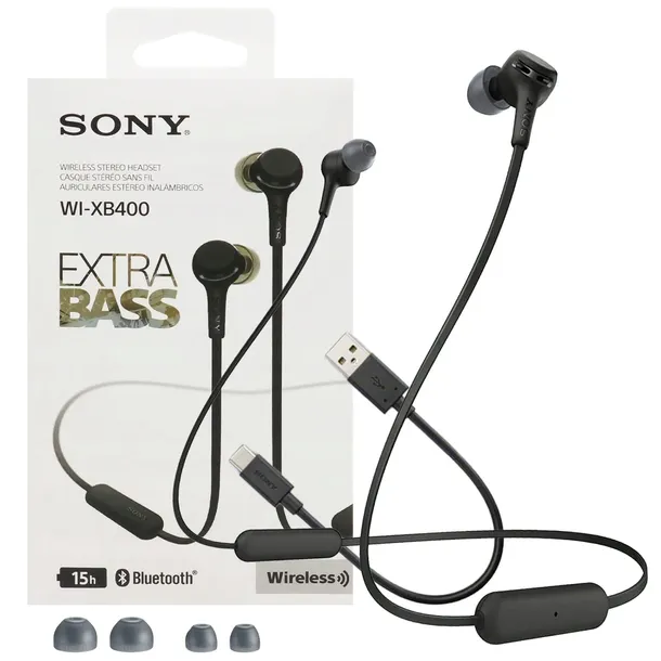 SŁUCHAWKI BEZPRZEWODOWE BLUETOOTH SONY WI-XB400 EXTRA BASS ASYSTENT 15h