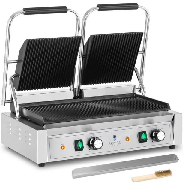 Grill kontaktowy podwójny dwustronny ryflowany 3600 W | 10011989