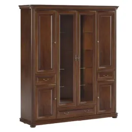 witryna-stojaca-lorenz-190-cm-przeszklona-3-szuflady-orzech-florencki
