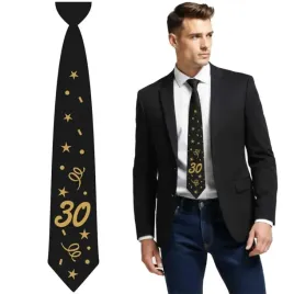 krawat-30-urodziny-glamour-birthday-czarny-43-cm