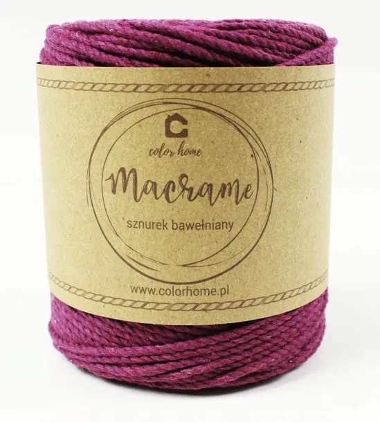 Sznurek bawełniany skręcany do makramy 3PLY 2mm/100m RÓŻANY