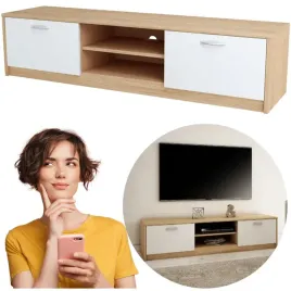 komoda-rtv-szafka-pod-telewizor-160-x-36-cm-dab-sonoma-bialy-niska-stojaca