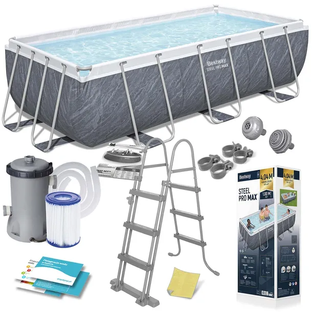 BASEN STELAŻOWY OGRODOWY PROSTOKĄTNY RODZINNY 404x201x100 cm BESTWAY 11w1