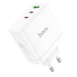hoco-ladowarka-sieciowa-2x-usb-c-usb-qc-pd-65w-gan-n30-biala