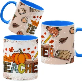 kubek-330ml-niebieski-jesienne-wzory-dynie-cozy-fall-pumpkin-spice