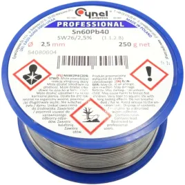 cyna-lutownicza-lc60-sw26-sn60pb40-25mm-250g-025kg-cynel-professional-pol