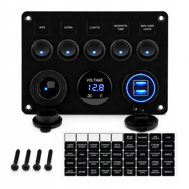Panel sterujący 12V 24V ładowarka USB gniazdo zapalniczki woltomierz