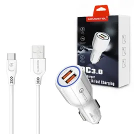 ladowarka-samochodowa-3a-2a-biala-kabel-typ-c-somostel-3100ma-2100ma-2x