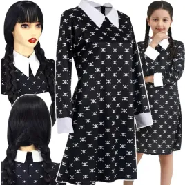 stroj-kostium-wednesday-addams-rozmiar-m-115-125-cm-peruka-z-warkocza
