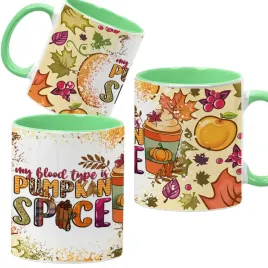 kubek-ceramiczny-330ml-zielony-jesienne-wzory-dynie-cozy-fall-pumpkin-spice