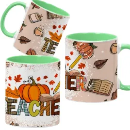 kubek-ceramiczny-330ml-zielony-jesienne-wzory-dynie-cozy-fall-pumpkin-spice