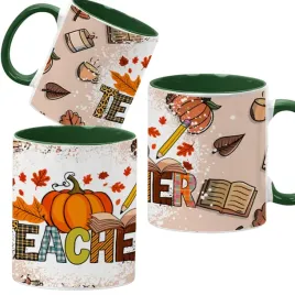 kubek-ciemno-zielony-jesienne-wzory-dynie-cozy-fall-pumpkin-spice