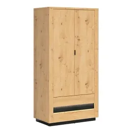 szafa-dwudrzwiowa-black-red-white-ostia-101-cm-czarny-dab-z-2-szufladami
