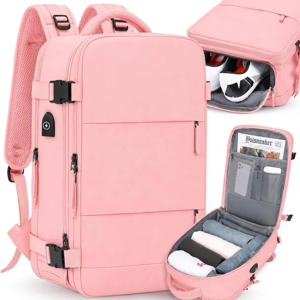 PLECAK DO SAMOLOTU PODRÓŻNY WIZZAIR 40x30x20 BAGAŻ PODRĘCZNY KABINOWY USB