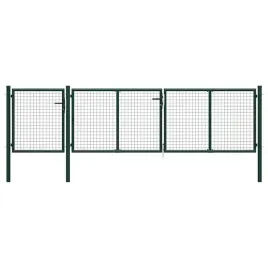 zielona-brama-ogrodowa-ze-stali-400-x-150-cm-z-zamkiem-i-kluczykami