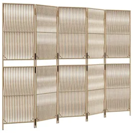 parawan-polirattanowy-bezowy-245-x-180-cm-5-paneli-wzor-przeplecionych