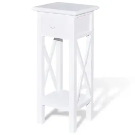 stolik-pod-telefon-z-szuflada-drewno-sosnowe-bialy-27x27x655-cm
