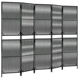 parawan-polirattanowy-z-przeplecionymi-liniami-czarny-245x180-cm-5-panel