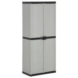 szafa-ogrodowa-szaro-czarna-z-2-drzwiczkami-i-3-polkami-68x40x168-cm