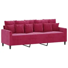 sofa-3-osobowa-aksamitna-winna-czerwien-198x77x80-cm