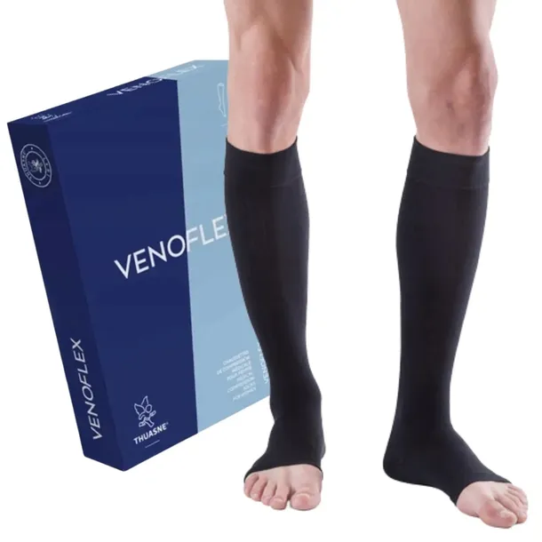 THUASNE PODKOLANÓWKI UCISKOWE MĘSKIE VENOFLEX ELEGANC 20-36mmHg ODKRYTE 2L