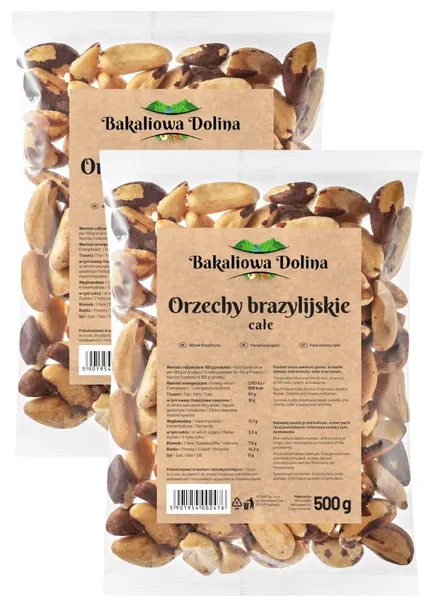 ORZECHY BRAZYLIJSKIE CAŁE 1 KG (1000 G) DUŻE NATURALNE ŚWIEŻE ZESTAW (2x 500G)