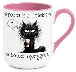 kubek-rozowy-elegant-na-prezent-praca-nie-ucieknie-a-kawa-wystygnie-wzory
