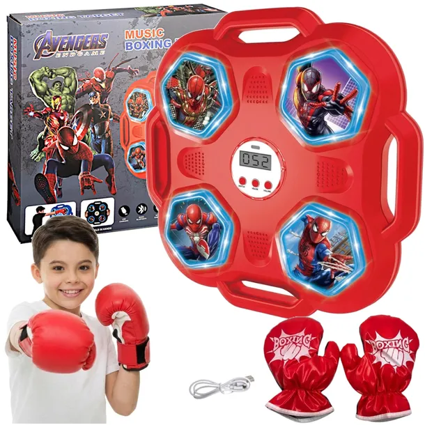TABLICA BOKSERSKA SPIDERMAN PAJĄK TRACZA TRENINGOWA DLA DZIECI RĘKAWICE BLUETOOTH MUZYCZNA