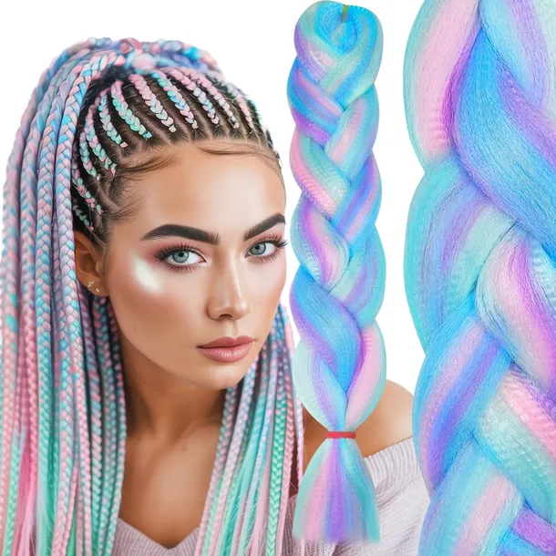 Włosy Syntetyczne Kolorowe Warkoczyki 4 Kolory Twist Pastel Neonowe Unicorn