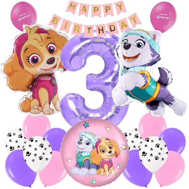 ZESTAW BALONÓW SKYE EVEREST PSI PATROL BALON CYFRA 3 LATA BALONY URODZINOWE