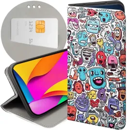 etui-z-klapka-do-google-pixel-7-pro-wzory-doodle-zwierzeta-potwory-rysunki