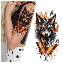 tatuaz-lis-ognisty-motyl-kolorowy-zmywalny-tymczasowy-wodny