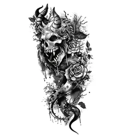 tatuaz-czaszka-smierc-roza-demon-zmywalny-tymczasowy-wodny