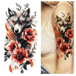 tatuaz-lis-kwiaty-liscie-kolorowy-zmywalny-tymczasowy-wodny