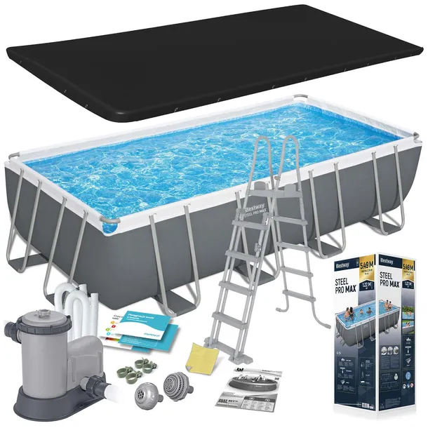 Basen stelażowy ogrodowy 549x274x122cm Bestway 11w1 zestaw