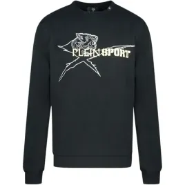 bluza-meska-plein-sport-crew-neck-sweater-czarna-klasyczna-sportowa