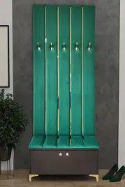 wieszak-scienny-tapicerowany-glamour-zlote-listwy-szafka-na-buty-250cm