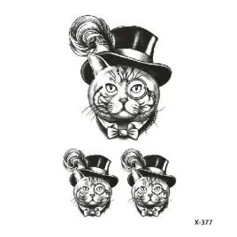 tatuaze-tymczasowe-tattoo-3d-1056-kot-w-cylindrze-i-monoklu-czarny