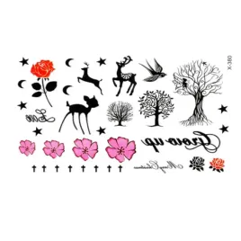 tatuaze-tymczasowe-tattoo-3d-1056-wzory-kwiat-roze-love-drzewo-sarna-ptak